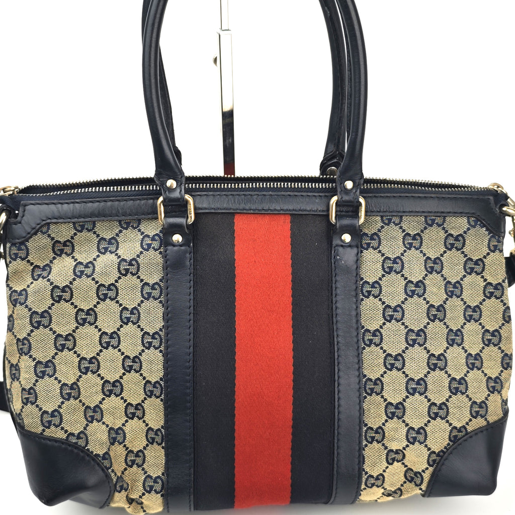 C2866 Gucci Top Handle Bag GG Canvas Vintage Web Top Handle Bag | Pre-Owned Very Good Brown Canvas GG Monogram