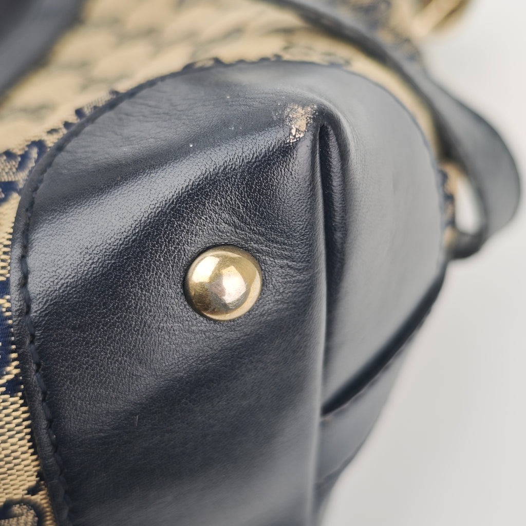 C2866 Gucci Top Handle Bag GG Canvas Vintage Web Top Handle Bag | Pre-Owned Very Good Brown Canvas GG Monogram