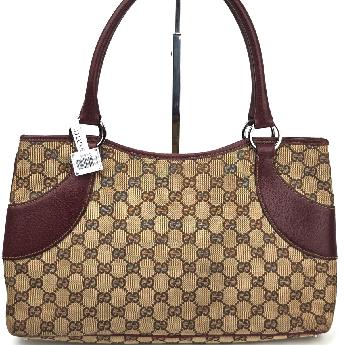 C2869 Gucci Shoulder Bag GG Canvas Burgundy Leather | Pre-Owned Excellent Burgundy Canvas, Leather GG Monogram