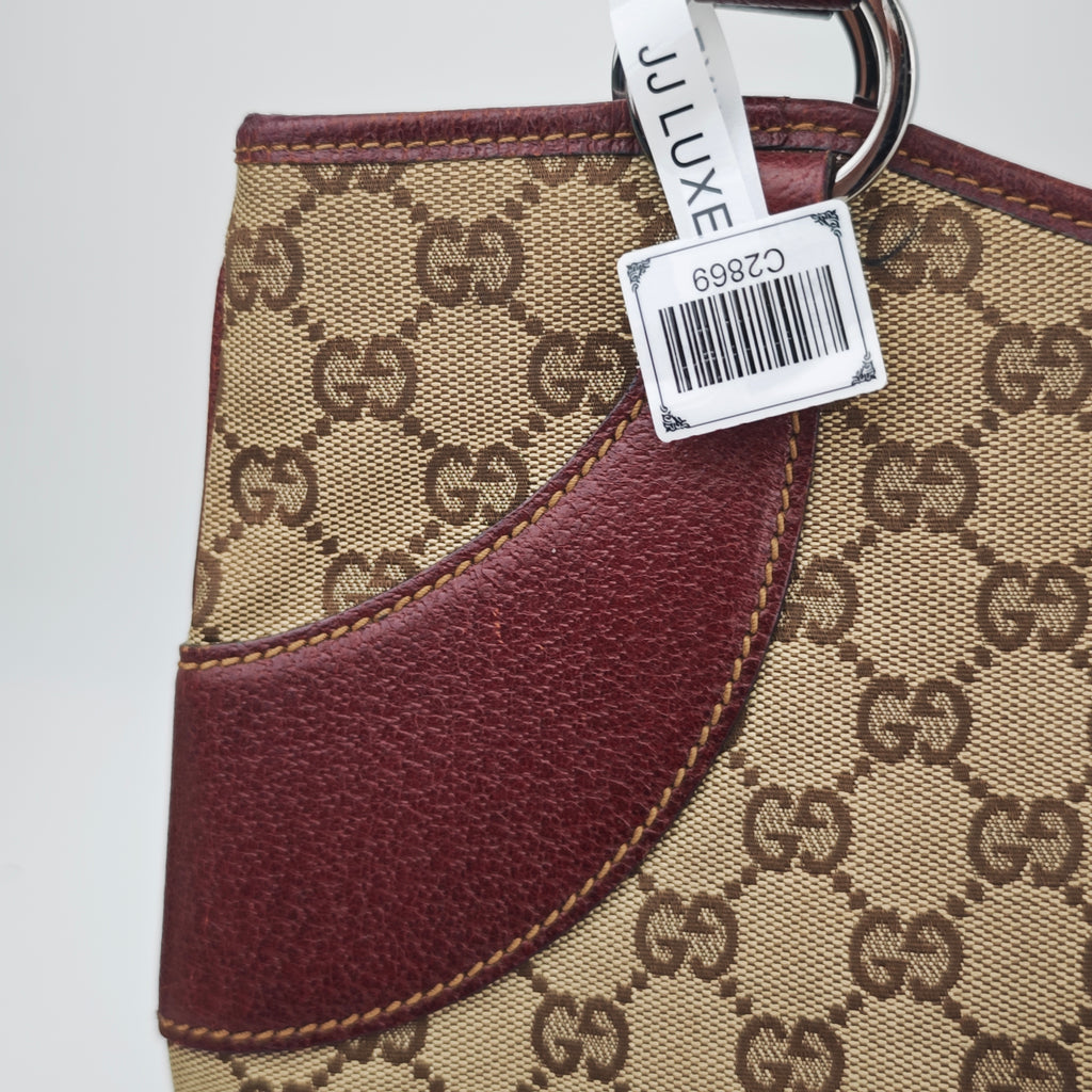 C2869 Gucci Shoulder Bag GG Canvas Burgundy Leather | Pre-Owned Excellent Burgundy Canvas, Leather GG Monogram