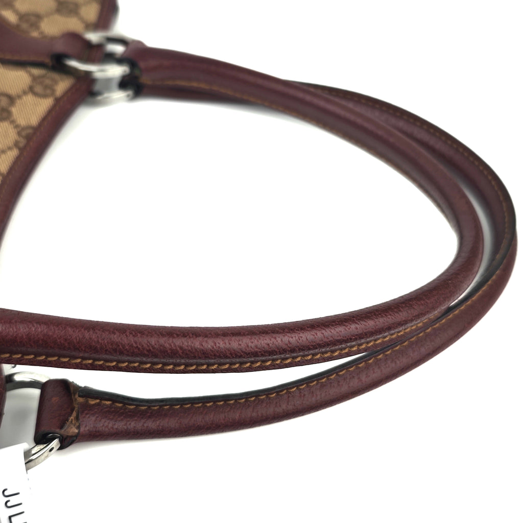 C2869 Gucci Shoulder Bag GG Canvas Burgundy Leather | Pre-Owned Excellent Burgundy Canvas, Leather GG Monogram