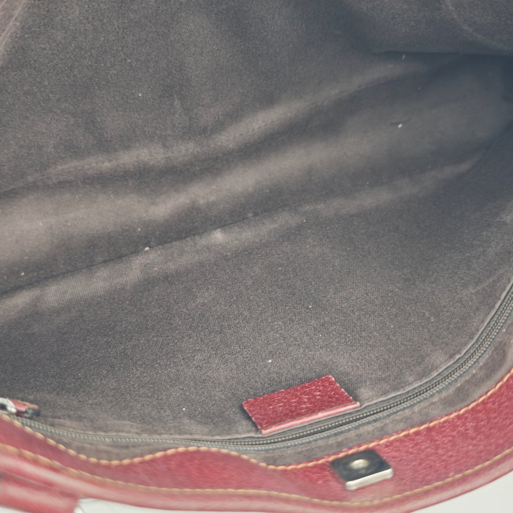 C2869 Gucci Shoulder Bag GG Canvas Burgundy Leather | Pre-Owned Excellent Burgundy Canvas, Leather GG Monogram