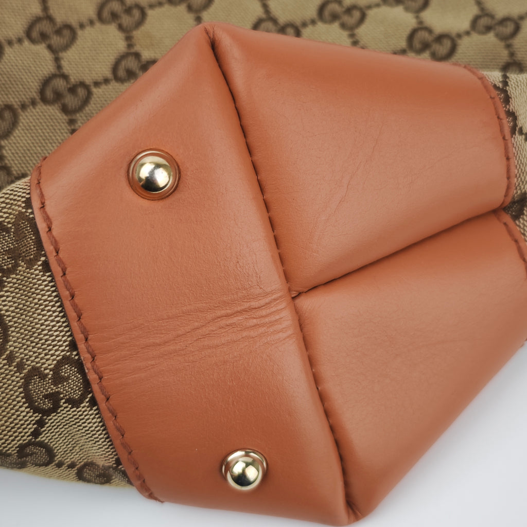 C2870 Gucci Shoulder Satchel Bag GG Canvas Heart Bit Satchel | Pre-Owned Very Good Brown Canvas GG Monogram, Heart