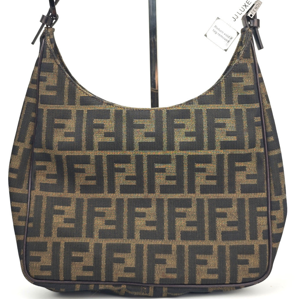 C2874 Fendi Shoulder Bag Zucca Canvas Olock / Croissant Bag | Pre-Owned Very Good Brown Zucca Canvas