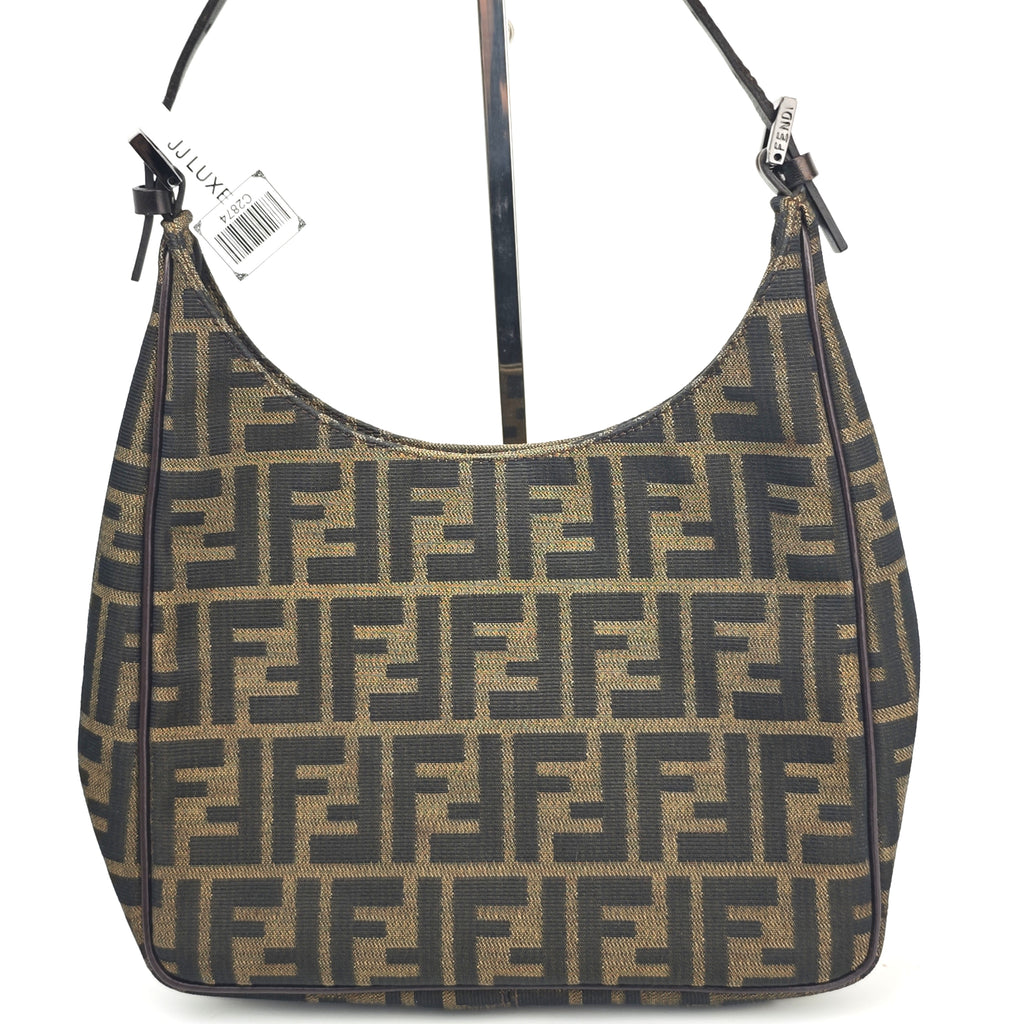C2874 Fendi Shoulder Bag Zucca Canvas Olock / Croissant Bag | Pre-Owned Very Good Brown Zucca Canvas
