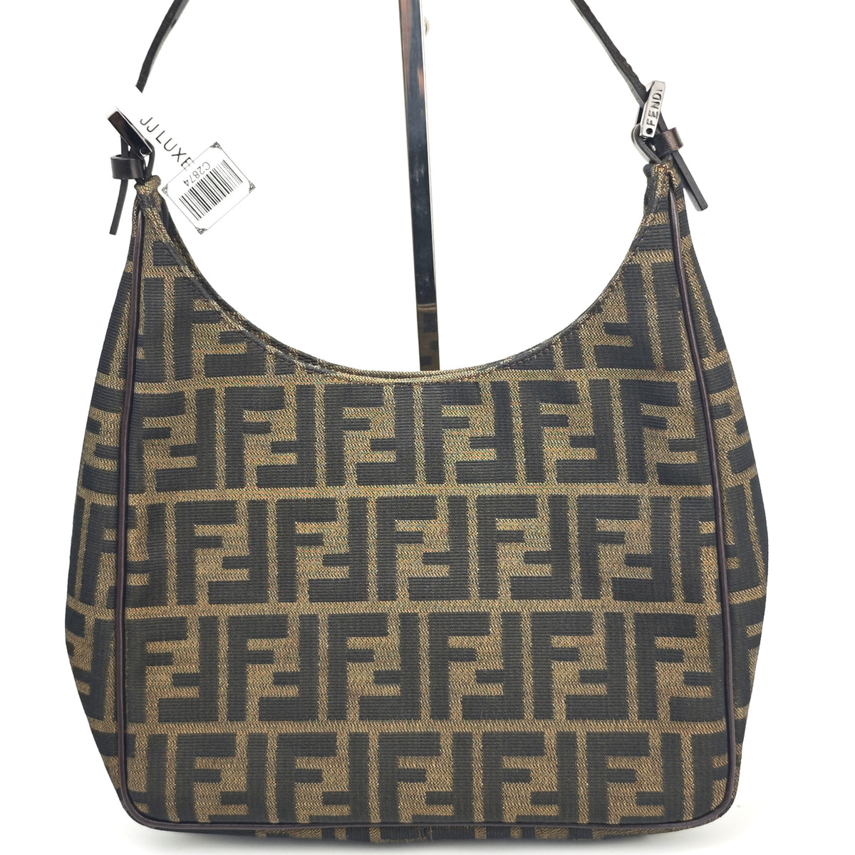 C2874 Fendi Shoulder Bag Zucca Canvas Olock / Croissant Bag | Pre-Owned Very Good Brown Zucca Canvas
