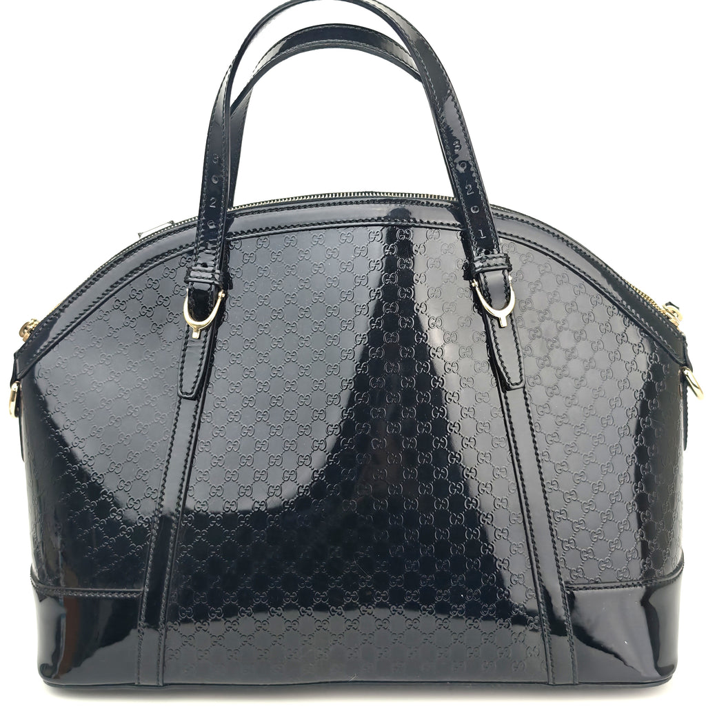 C2877 Gucci Top Handle Bag Microguccissima Patent Leather Dome Bag | Pre-Owned Very Good Brown Microguccissima Patent leather