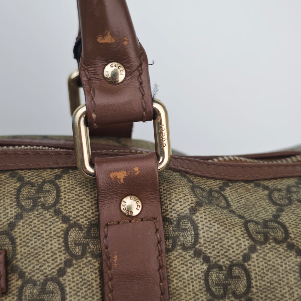 C2881 Gucci Top Handle Bag GG Supreme Joy Boston Bag | Pre-Owned Very Good Brown GG Supreme Canvas
