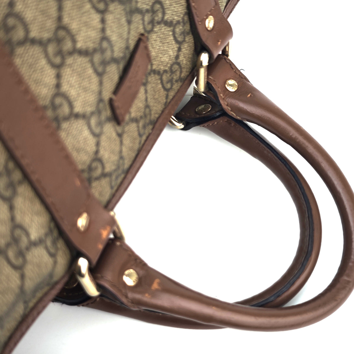 C2881 Gucci Top Handle Bag GG Supreme Joy Boston Bag | Pre-Owned Very Good Brown GG Supreme Canvas