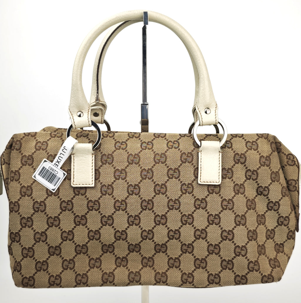 C2883 Gucci Top Handle Bag GG Canvas Abbey Boston Bag | Pre-Owned Very Good Brown GG Canvas