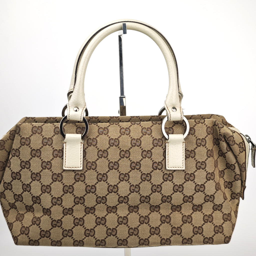 C2883 Gucci Top Handle Bag GG Canvas Abbey Boston Bag | Pre-Owned Very Good Brown GG Canvas
