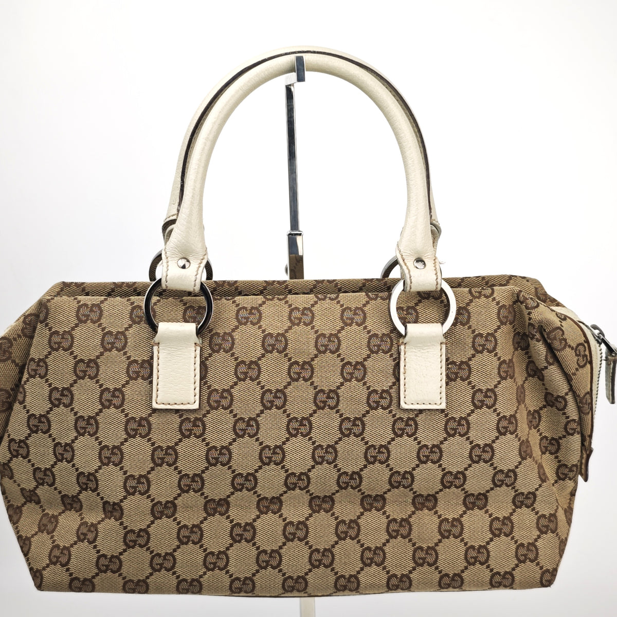 C2883 Gucci Top Handle Bag GG Canvas Abbey Boston Bag | Pre-Owned Very Good Brown GG Canvas