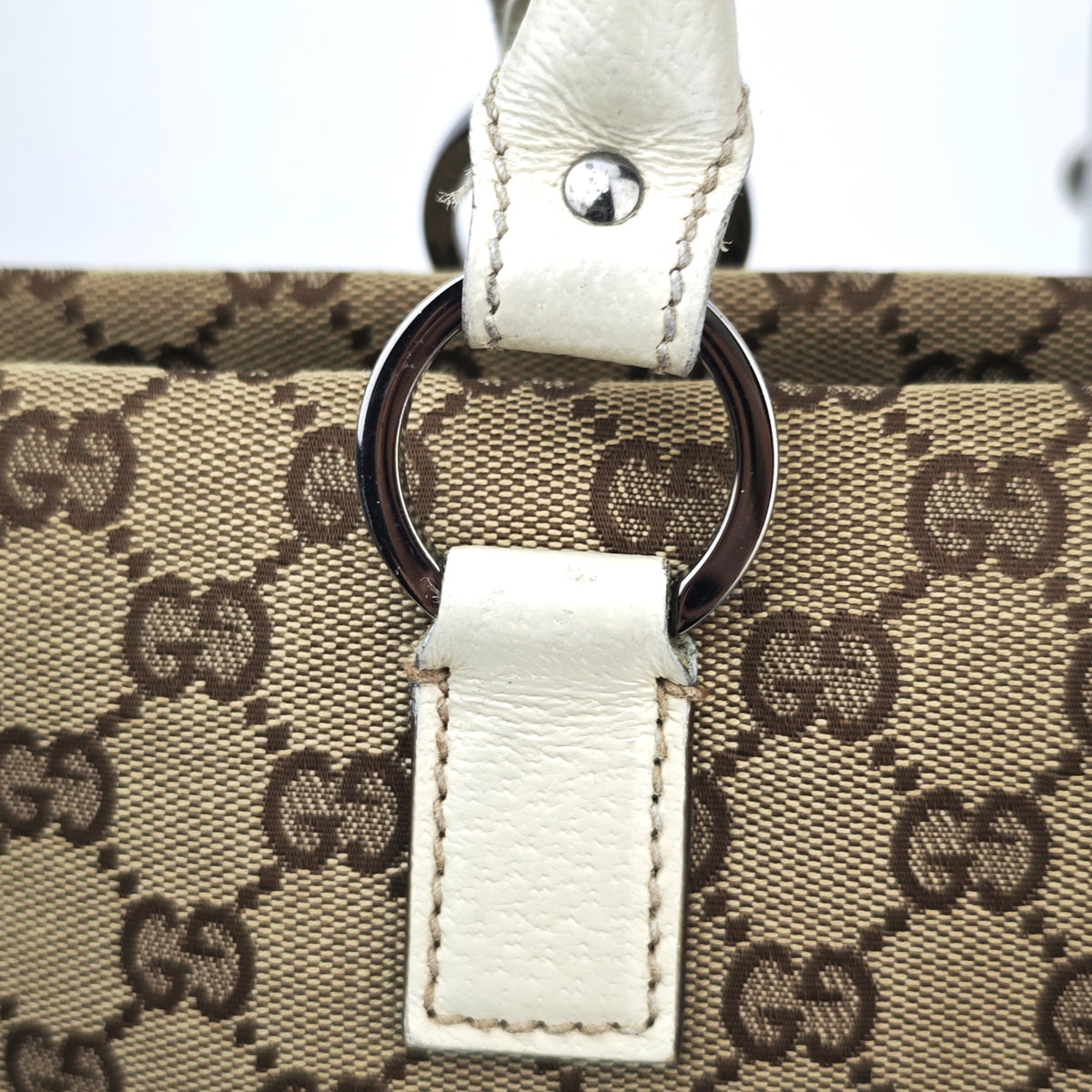 C2883 Gucci Top Handle Bag GG Canvas Abbey Boston Bag | Pre-Owned Very Good Brown GG Canvas
