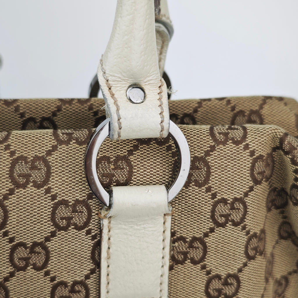 C2883 Gucci Top Handle Bag GG Canvas Abbey Boston Bag | Pre-Owned Very Good Brown GG Canvas