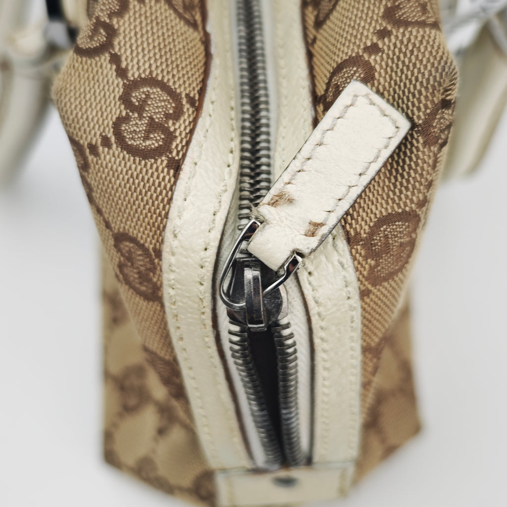 C2883 Gucci Top Handle Bag GG Canvas Abbey Boston Bag | Pre-Owned Very Good Brown GG Canvas