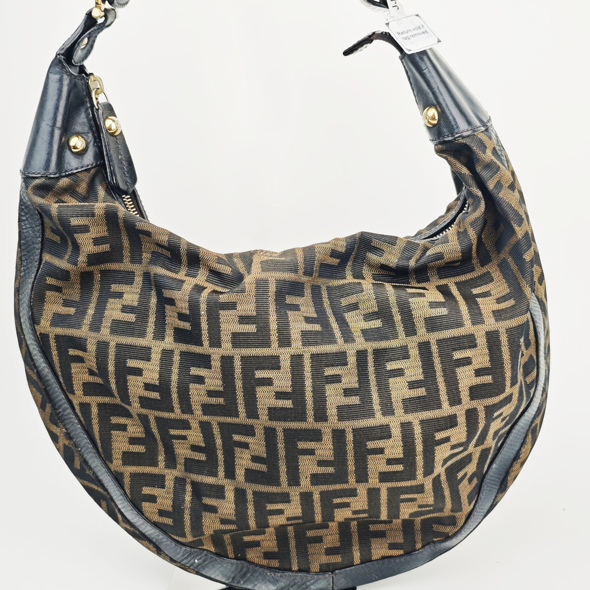 C2884 Fendi Shoulder Bag Vintage Zucca Canvas Chef Hobo | Pre-Owned Very Good Brown Zucca Canvas