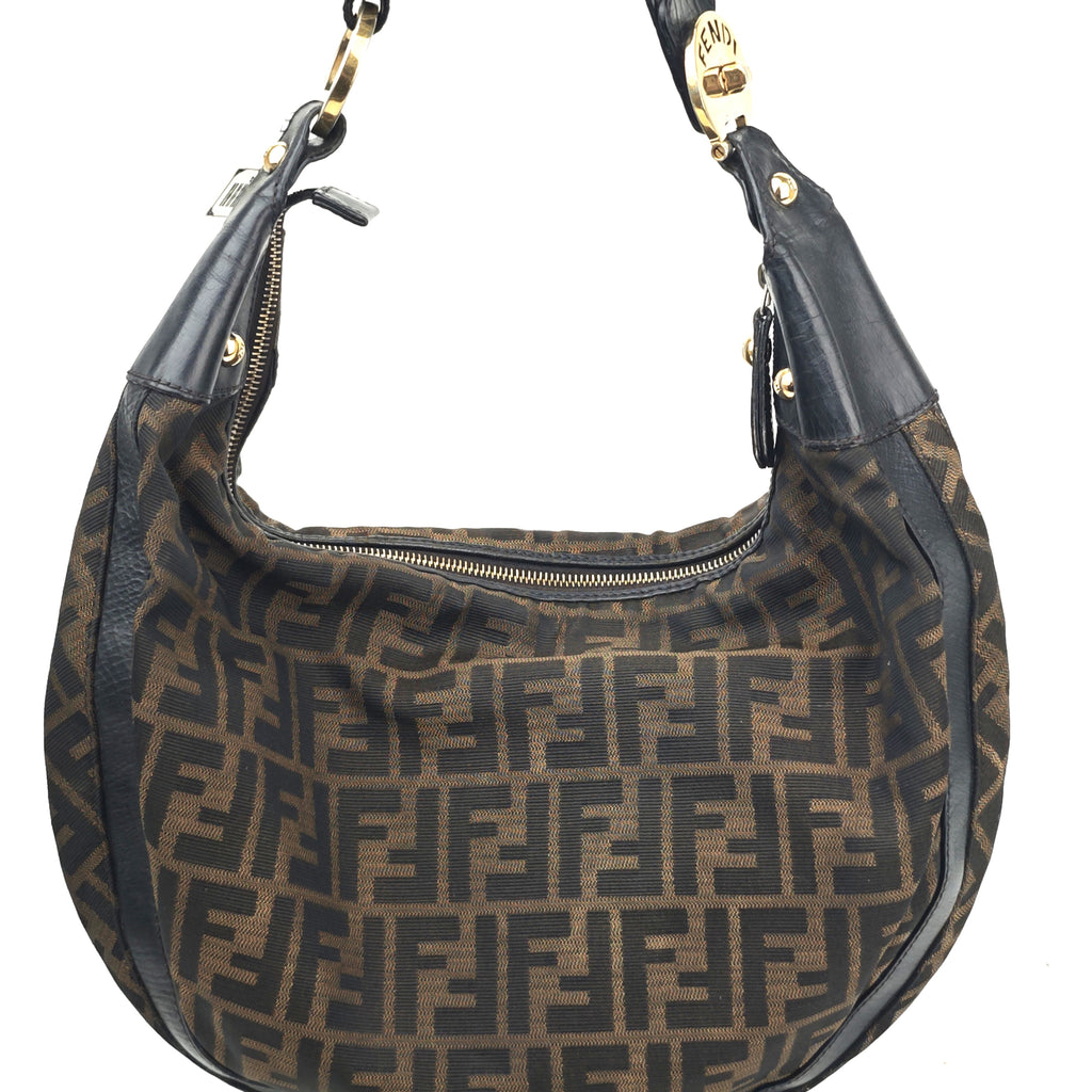 C2884 Fendi Shoulder Bag Vintage Zucca Canvas Chef Hobo | Pre-Owned Very Good Brown Zucca Canvas