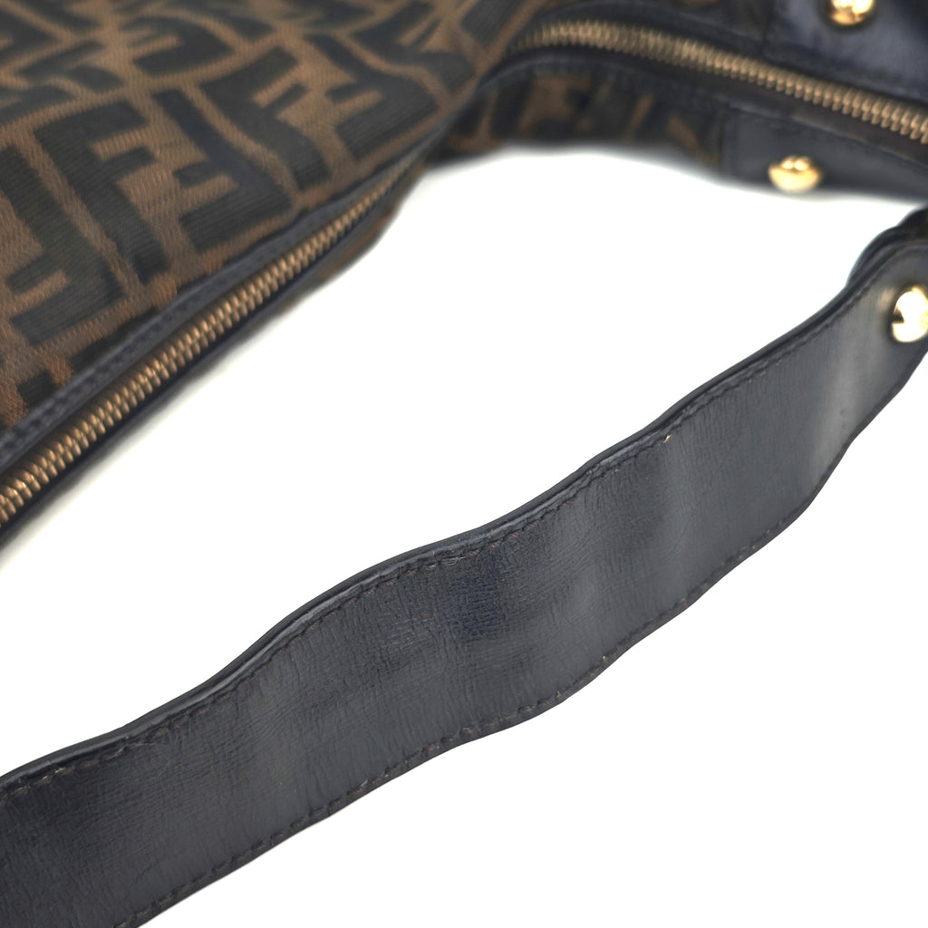 C2884 Fendi Shoulder Bag Vintage Zucca Canvas Chef Hobo | Pre-Owned Very Good Brown Zucca Canvas
