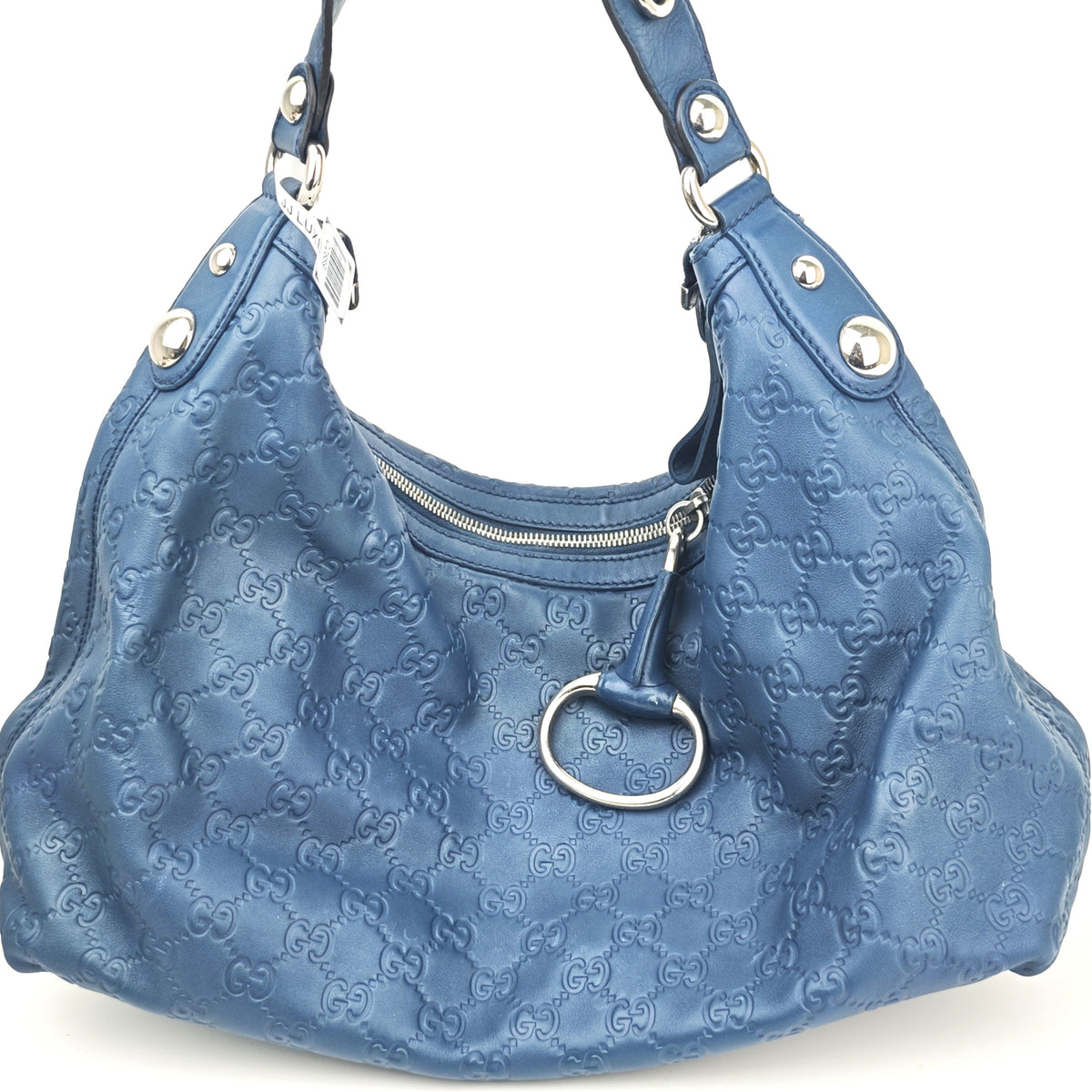 C2889 Gucci Shoulder Bag Guccissima Icon Bit Hobo Blue | Pre-Owned Very Good Blue Guccissima Leather