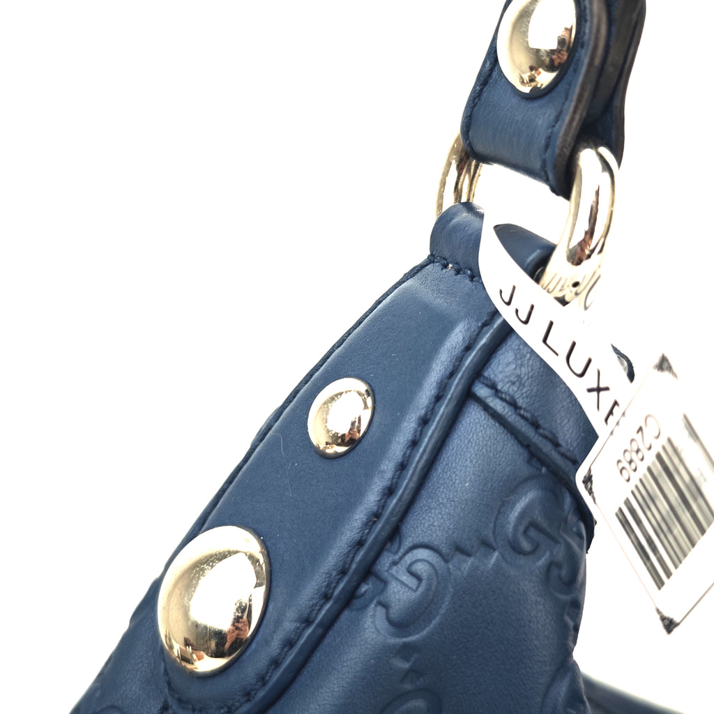 C2889 Gucci Shoulder Bag Guccissima Icon Bit Hobo Blue | Pre-Owned Very Good Blue Guccissima Leather
