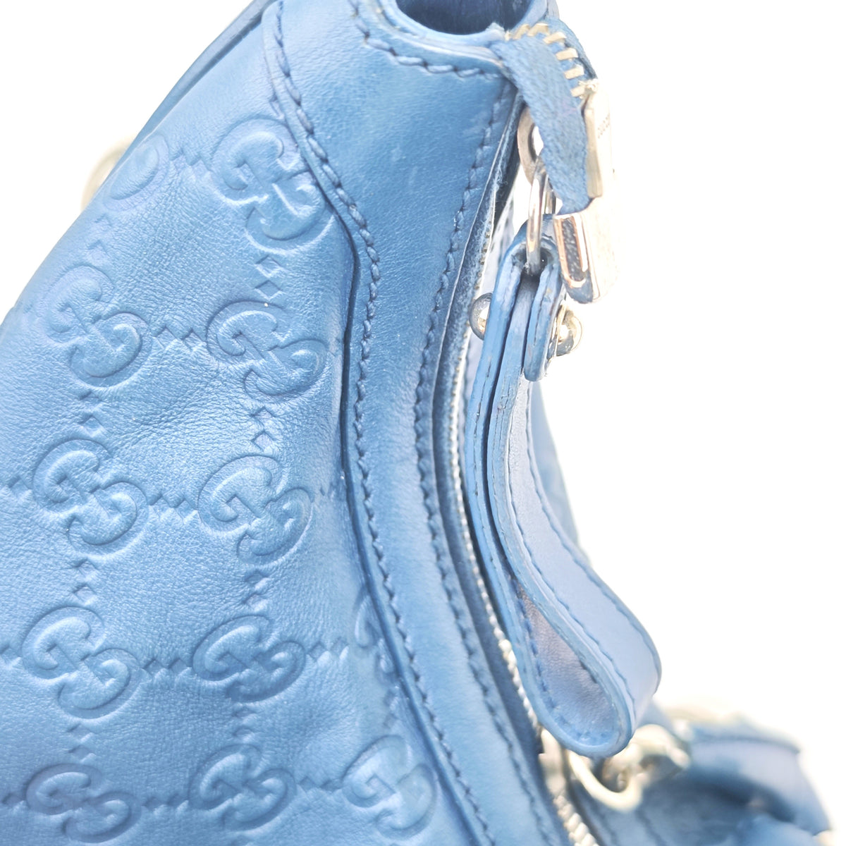 C2889 Gucci Shoulder Bag Guccissima Icon Bit Hobo Blue | Pre-Owned Very Good Blue Guccissima Leather