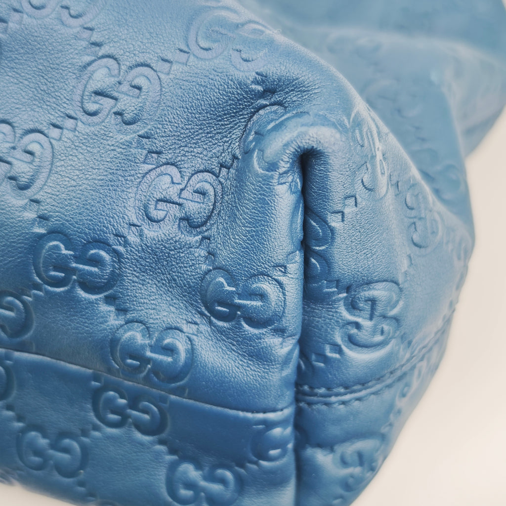 C2889 Gucci Shoulder Bag Guccissima Icon Bit Hobo Blue | Pre-Owned Very Good Blue Guccissima Leather