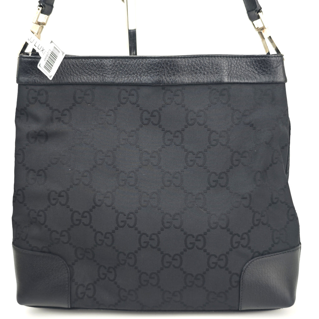 C2890 Gucci Shoulder Bag GG Canvas flat Shoulder Bag Black | Pre-Owned Excellent Black GG Canvas