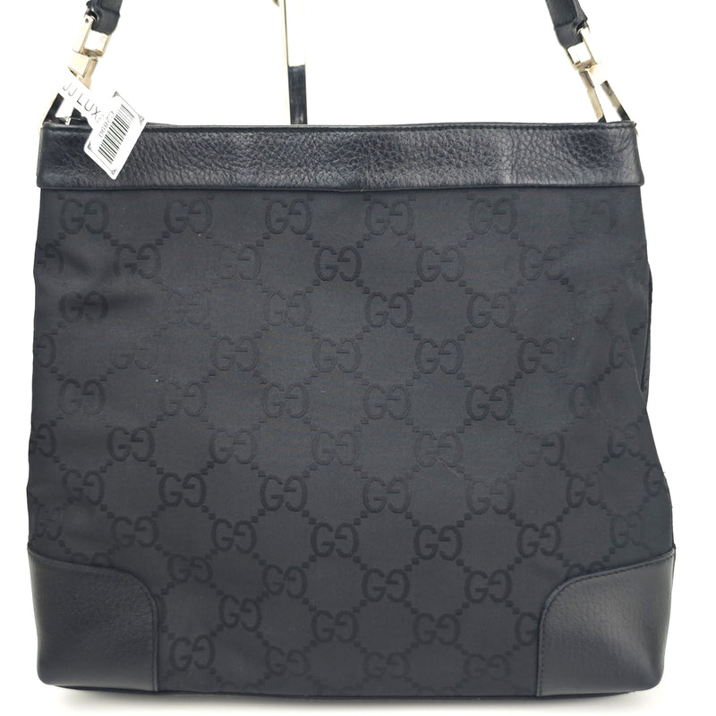C2890 Gucci Shoulder Bag GG Canvas flat Shoulder Bag Black | Pre-Owned Excellent Black GG Canvas