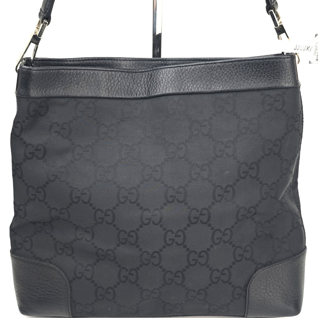 C2890 Gucci Shoulder Bag GG Canvas flat Shoulder Bag Black | Pre-Owned Excellent Black GG Canvas