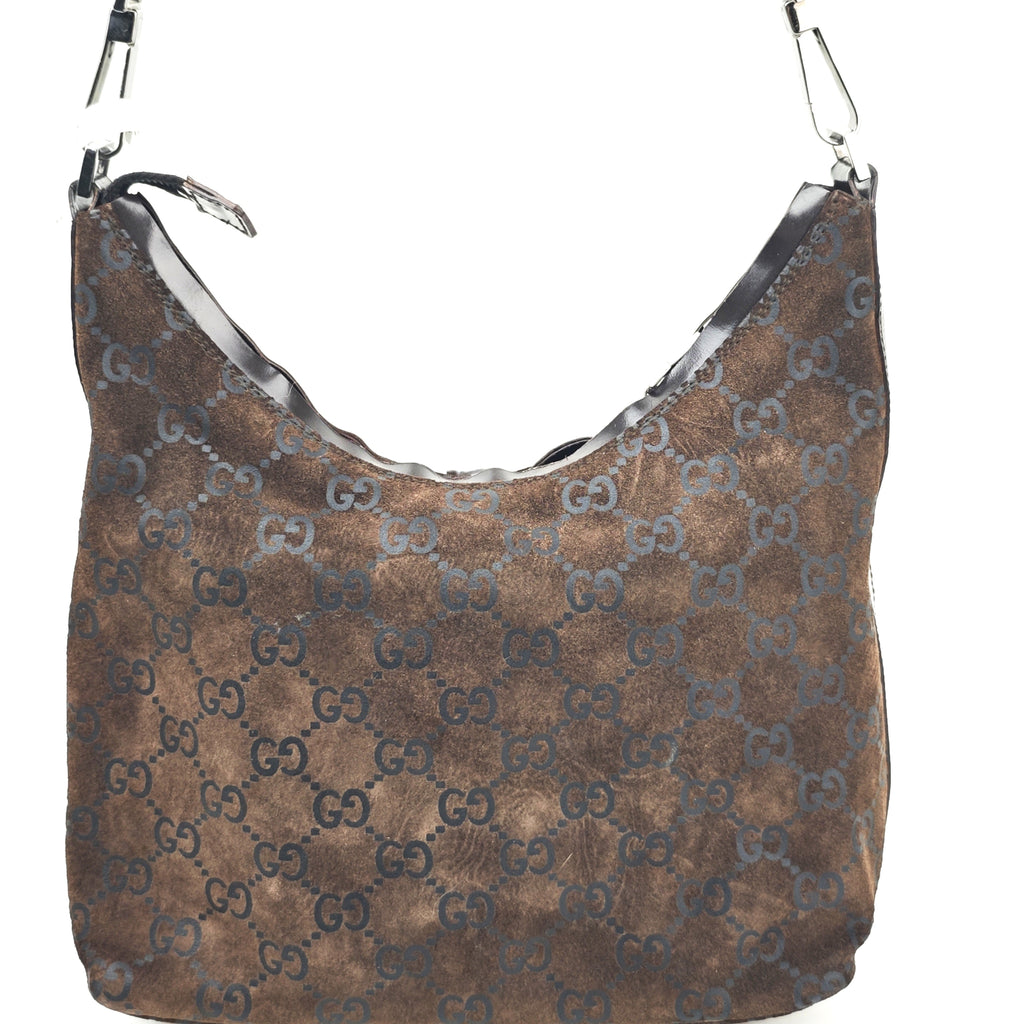 C2891 Gucci Shoulder Bag GG Suede Hobo Bag Medium | Pre-Owned Very Good Suede