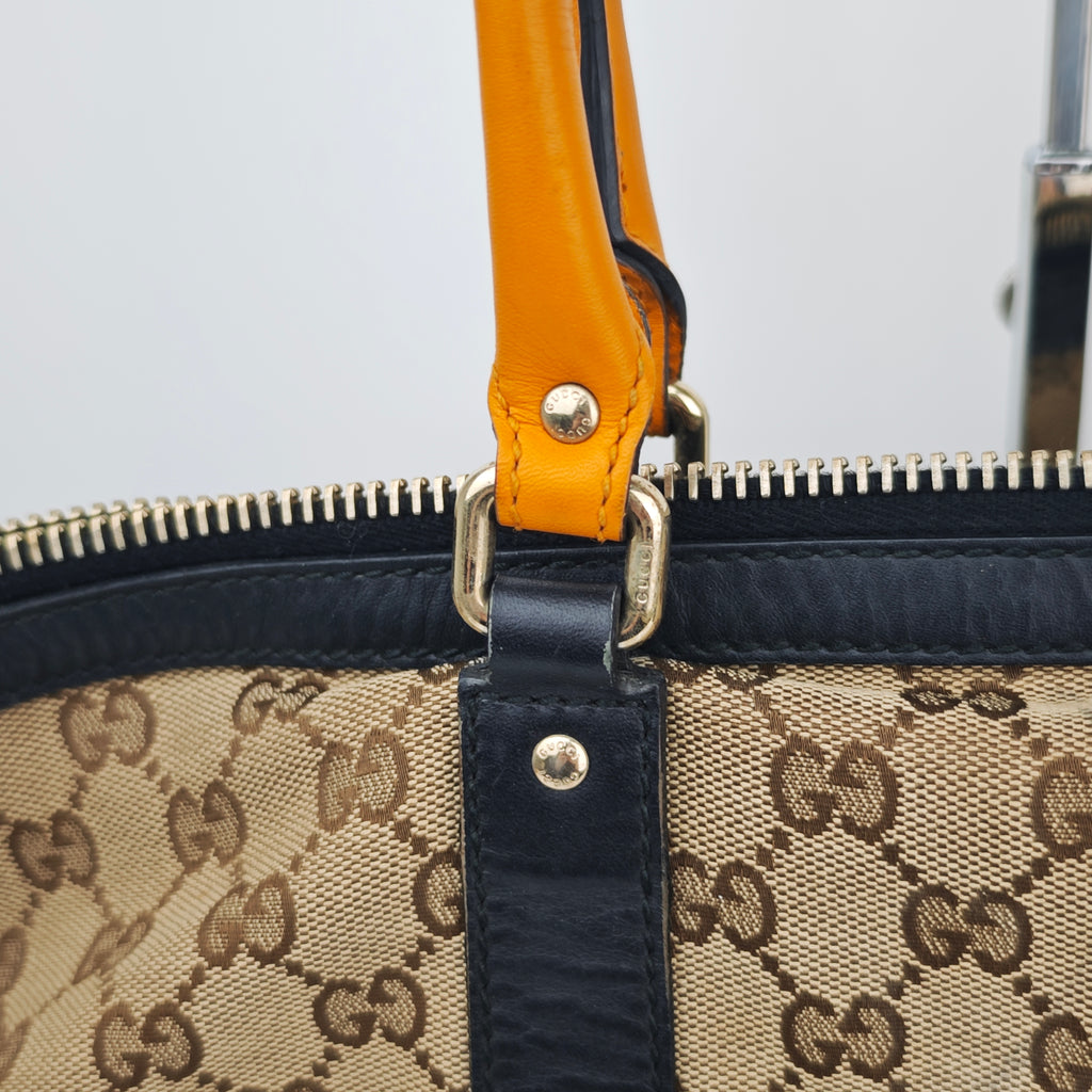 C2892 Gucci Shoulder Bag GG Canvas Bella Satchel/Tote Bamboo Tassel | Pre-Owned Very Good Brown GG Canvas