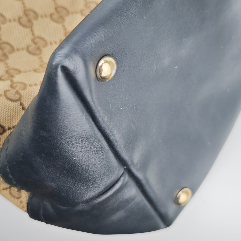C2892 Gucci Shoulder Bag GG Canvas Bella Satchel/Tote Bamboo Tassel | Pre-Owned Very Good Brown GG Canvas