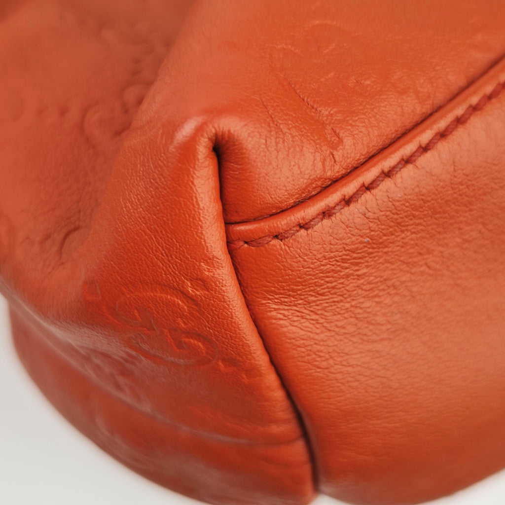 C2893# Gucci Tote Bag Guccissima Leather Tote Orange Red Medium | Pre-Owned Excellent Orange Red Guccissima Leather