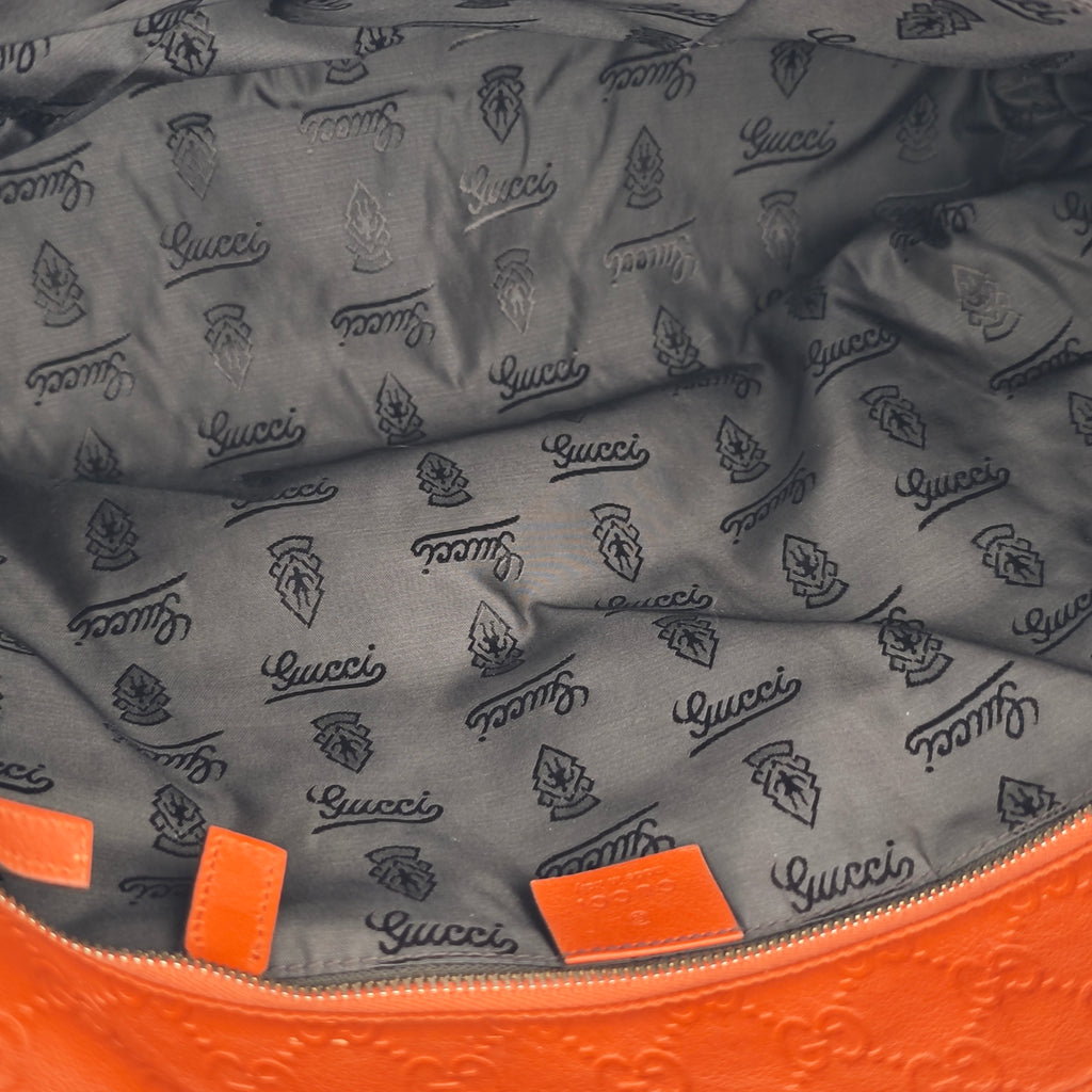 C2893# Gucci Tote Bag Guccissima Leather Tote Orange Red Medium | Pre-Owned Excellent Orange Red Guccissima Leather