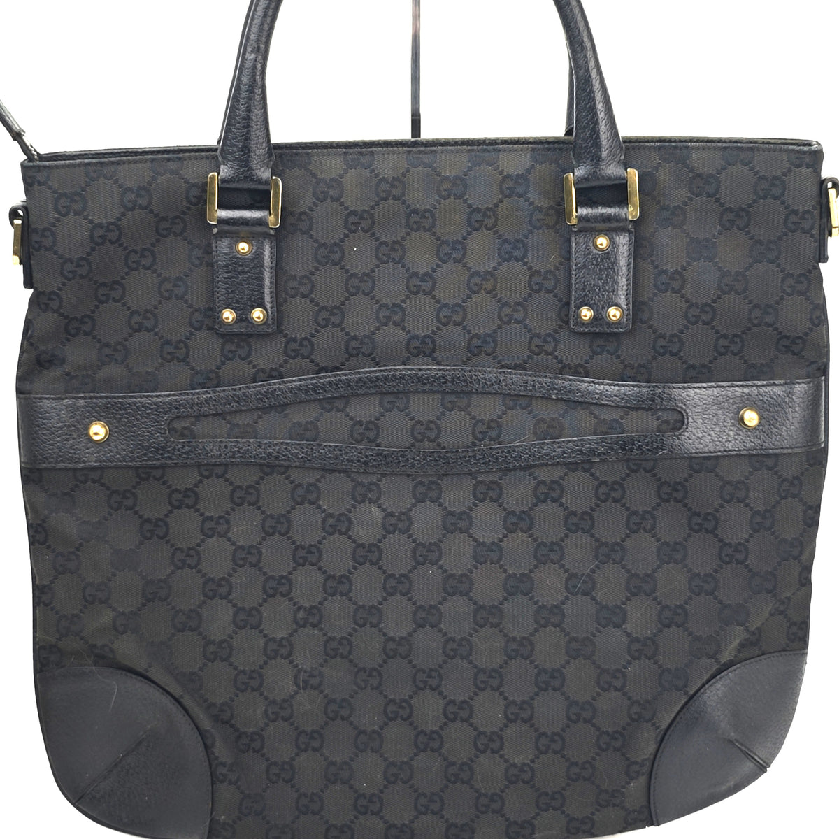 C2895 Gucci Shoulder Bag GG Canvas Zip Pocket Tote | Pre-Owned Very Good Brown GG Canvas