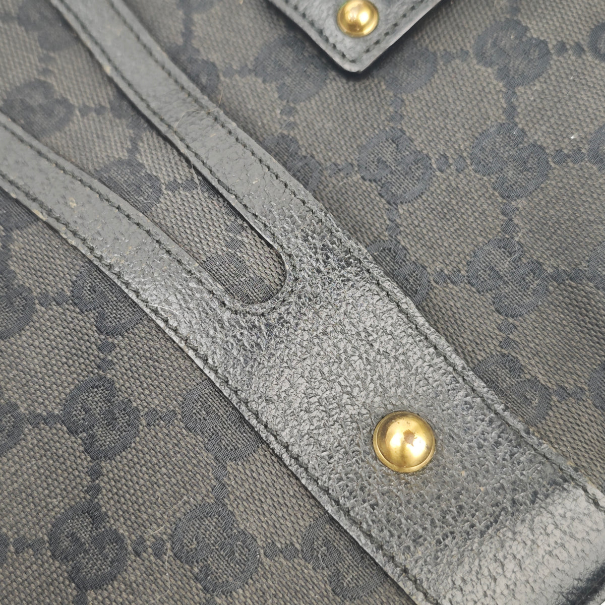 C2895 Gucci Shoulder Bag GG Canvas Zip Pocket Tote | Pre-Owned Very Good Brown GG Canvas