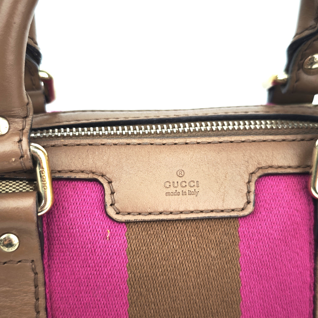 C2896 Gucci Top Handle Bag GG Canvas Vintage Web Boston Bag Small | Pre-Owned Excellent Brown GG Canvas