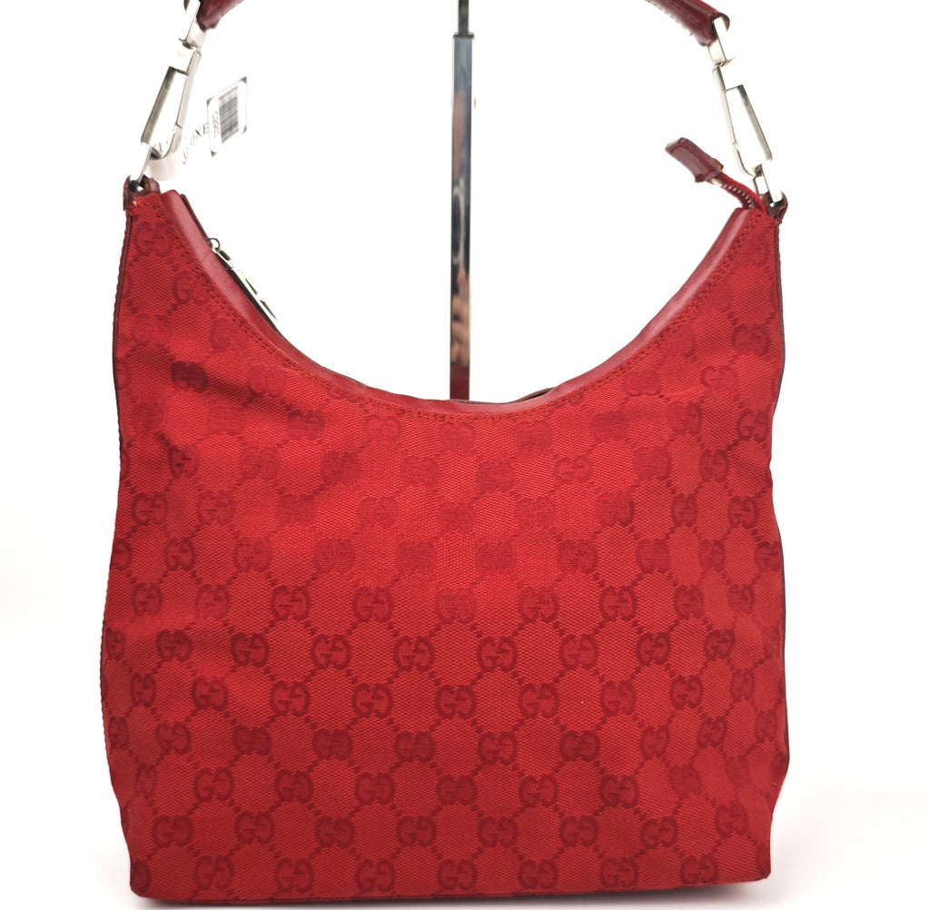 C2903 Gucci Shoulder Bag GG Canvas Hobo Red | Pre-Owned Excellent Red GG Canvas