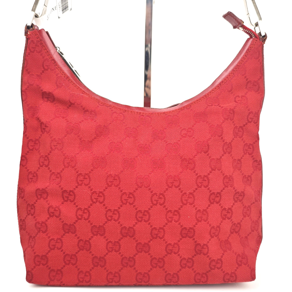 C2903 Gucci Shoulder Bag GG Canvas Hobo Red | Pre-Owned Excellent Red GG Canvas
