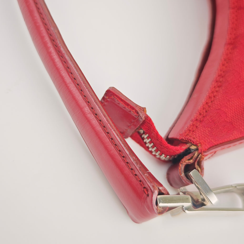 C2903 Gucci Shoulder Bag GG Canvas Hobo Red | Pre-Owned Excellent Red GG Canvas