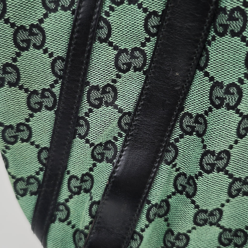 C2904 Gucci Tote Bag GG Canvas Leather Trim Tote Mint Green | Pre-Owned Excellent Mint Green GG Canvas, Leather