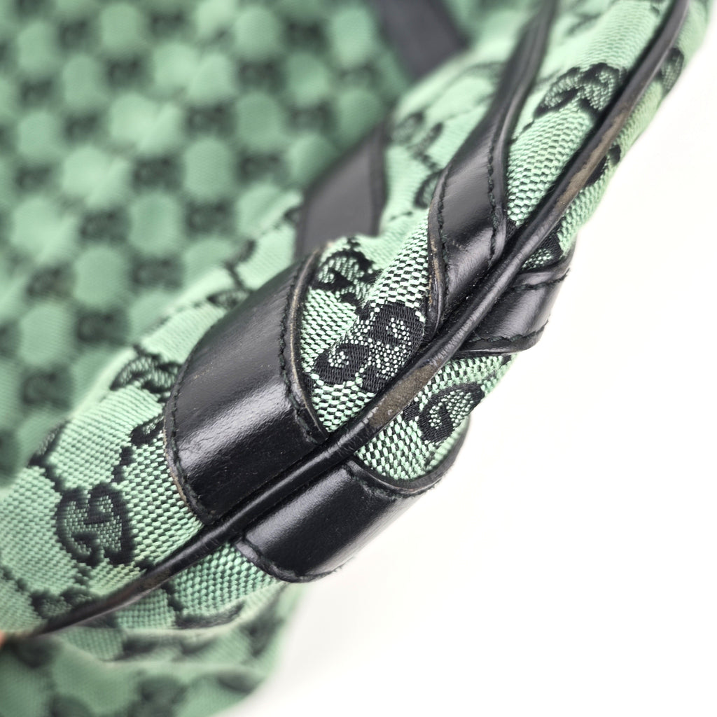 C2904 Gucci Tote Bag GG Canvas Leather Trim Tote Mint Green | Pre-Owned Excellent Mint Green GG Canvas, Leather