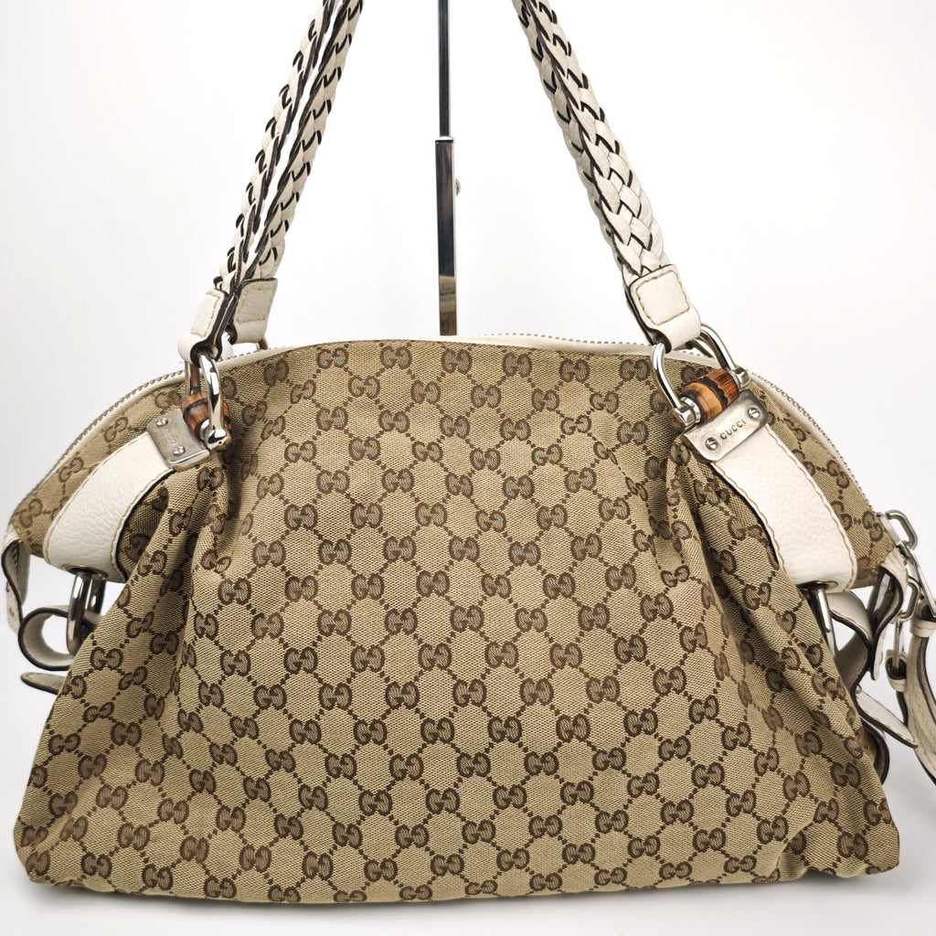 C2905# Gucci Shoulder Bag GG Canvas Bella Hobo | Pre-Owned Very Good Beige / Brown GG Canvas