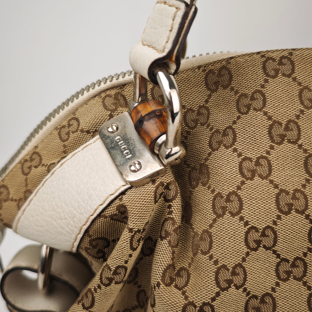 C2905# Gucci Shoulder Bag GG Canvas Bella Hobo | Pre-Owned Very Good Beige / Brown GG Canvas