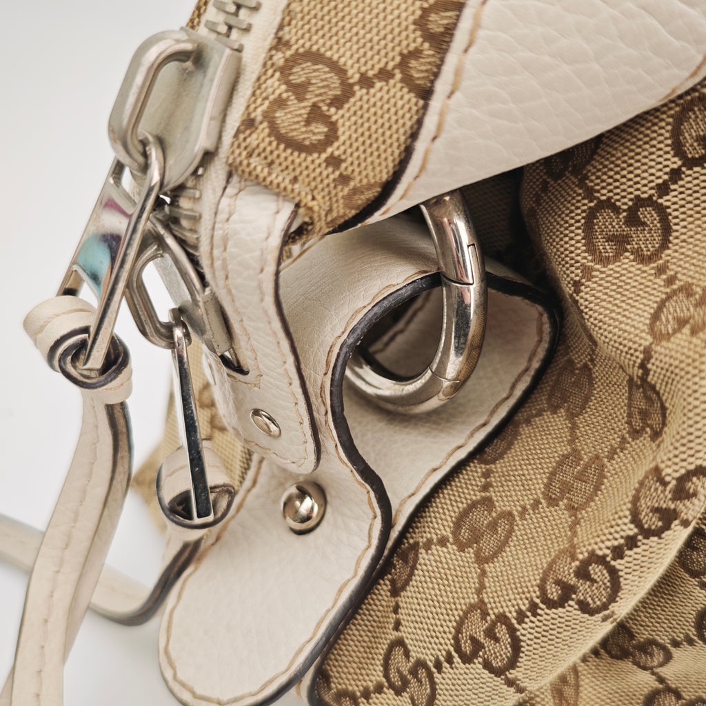 C2905# Gucci Shoulder Bag GG Canvas Bella Hobo | Pre-Owned Very Good Beige / Brown GG Canvas