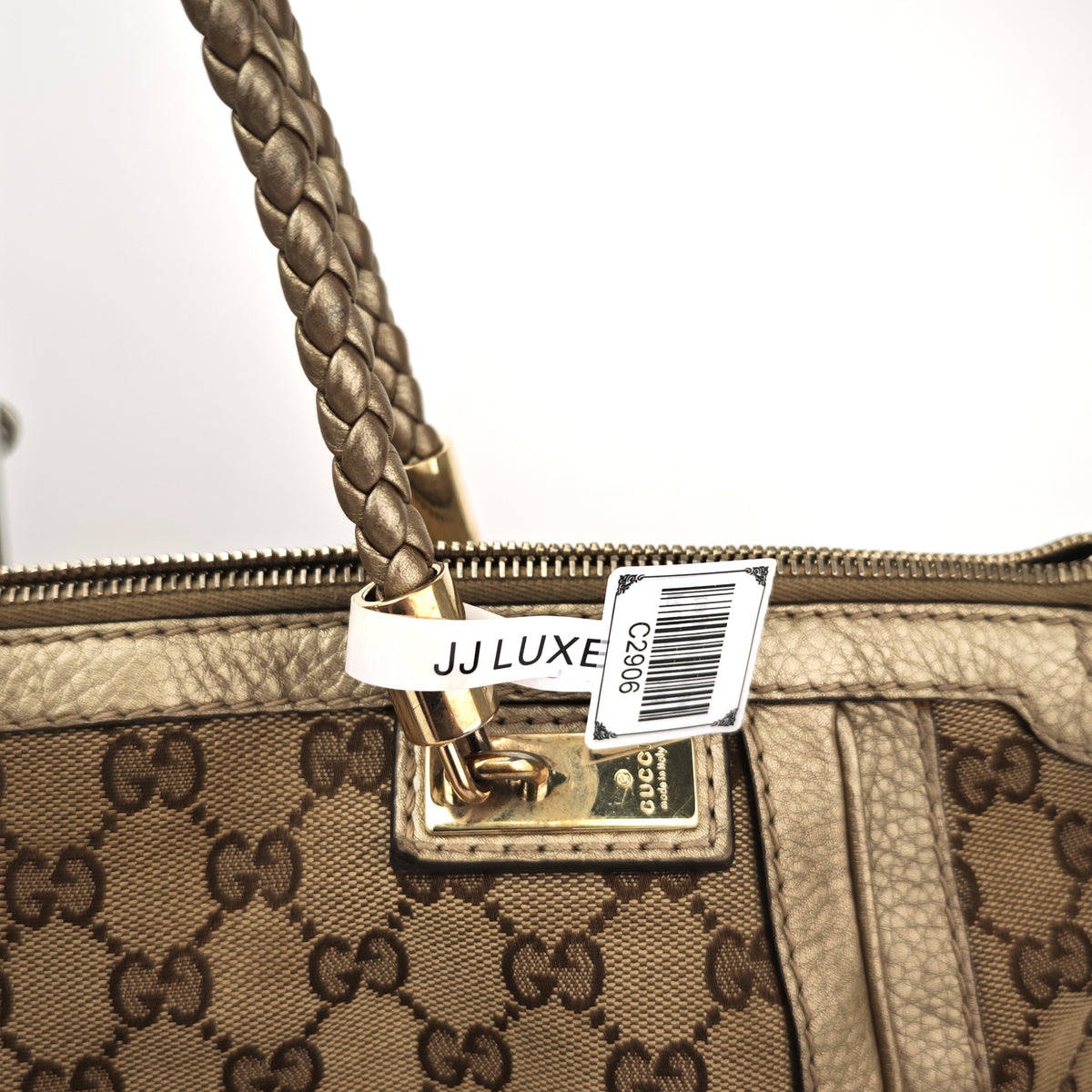 C2906 Gucci Shoulder Bag GG Canvas Bella Tote Bamboo Tassels | Pre-Owned Very Good Beige / Brown GG Canvas