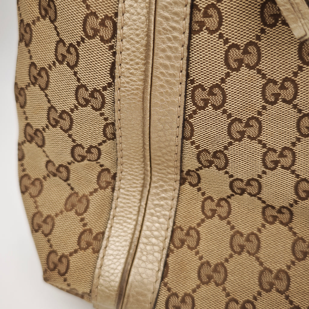 C2906 Gucci Shoulder Bag GG Canvas Bella Tote Bamboo Tassels | Pre-Owned Very Good Beige / Brown GG Canvas