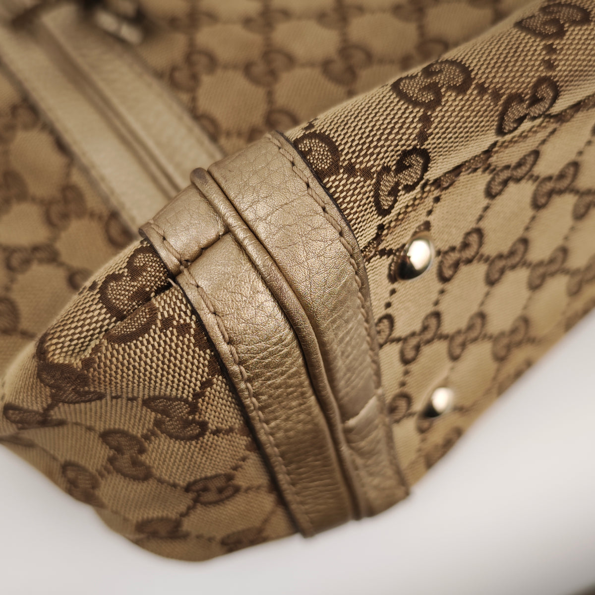C2906 Gucci Shoulder Bag GG Canvas Bella Tote Bamboo Tassels | Pre-Owned Very Good Beige / Brown GG Canvas