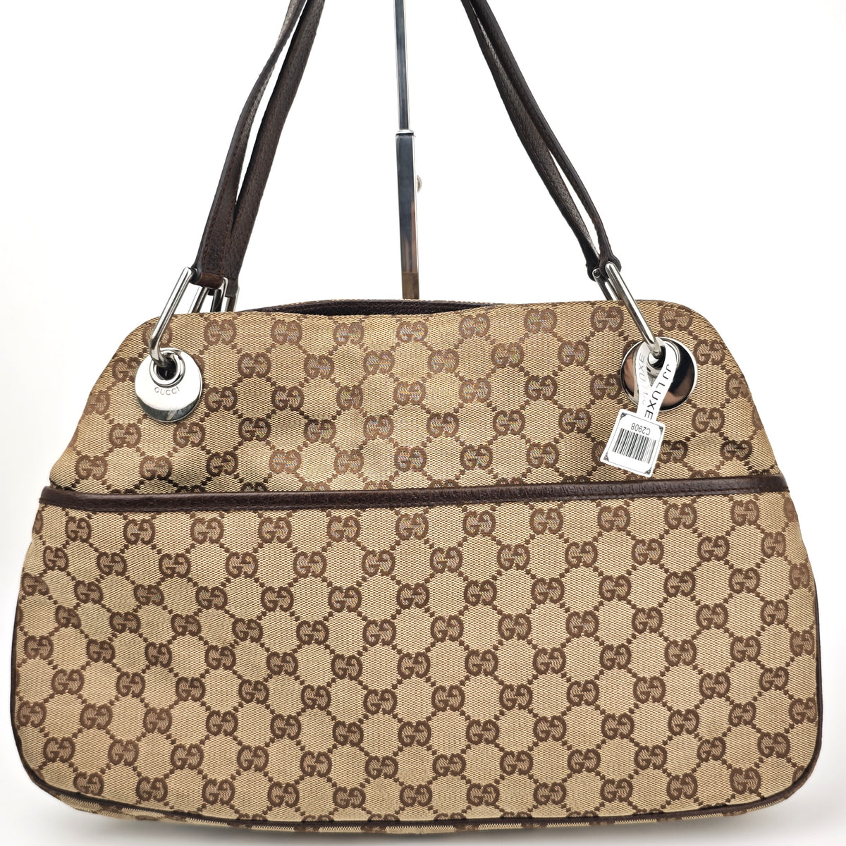 C2908# Gucci Shoulder Bag GG Canvas Eclipse Shoulder Bag Medium | Pre-Owned Very Good Beige / Brown GG Canvas