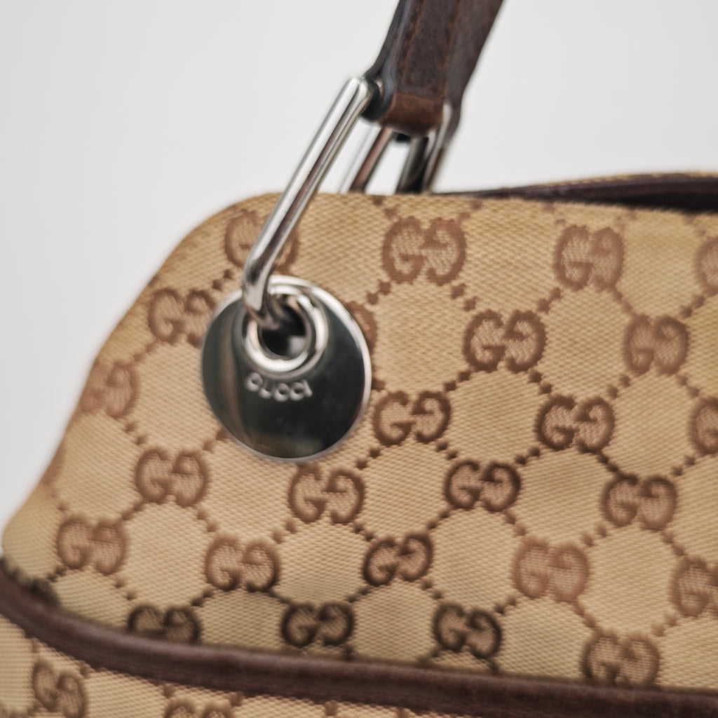 C2908# Gucci Shoulder Bag GG Canvas Eclipse Shoulder Bag Medium | Pre-Owned Very Good Beige / Brown GG Canvas